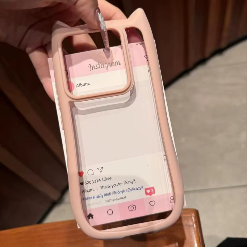 FUCHU Schutzhülle mit 3D-Katzenohren für Xiaomi 17 Pro Max, 15, 14 Ultra und Note 13, transparent mit grauem Design, 5G-kompatibel - Bild 1