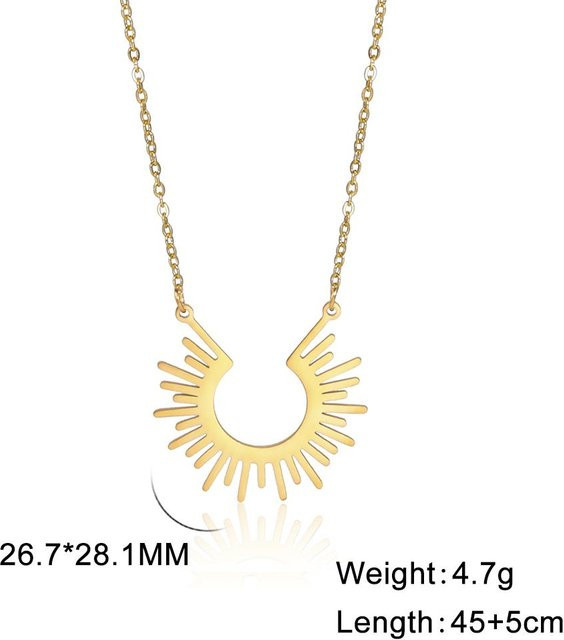 YULIN Anhänger Halskette, Sonnenstrahl, Edelstahl, Gold, Damen, 45 cm - Bild 1