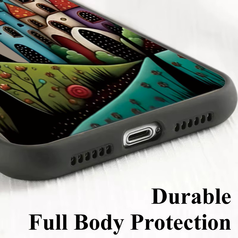 Kunstgemalte Waldhaus-Telefonhülle für iPhone 11 bis iPhone 17 Pro Max mit matter klarer Rückseite in Multicolour - Bild 4