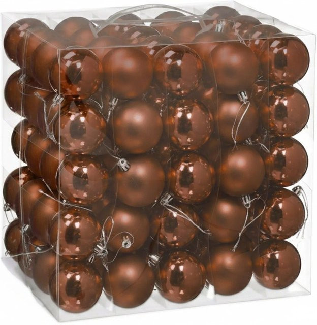 Relaxdays Weihnachtskugeln 100er Set aus Polystyrol in Braun Matt und Glänzend, Durchmesser: 7 cm - Bild 1