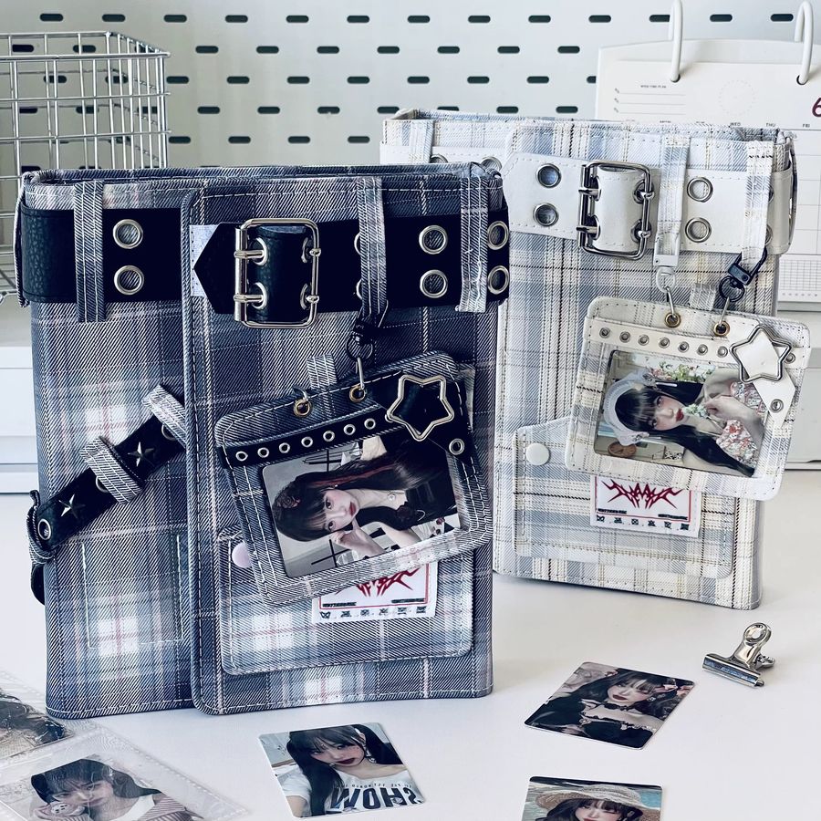 HITUZE Y2K Denim A5-Fotoalbum mit kariertem Design für Kpop Idol Fotokarten, Polaroids und Instax-Fotos - Bild 4