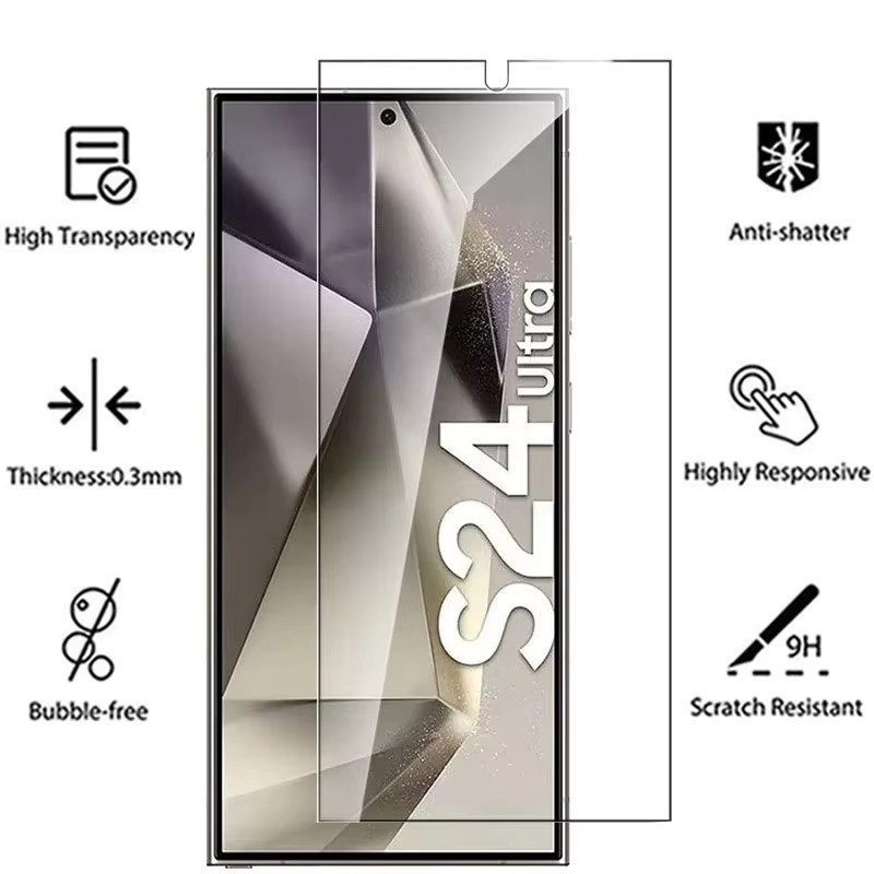 4er-Pack Displayschutzglas aus gehärtetem Glas für Samsung Galaxy S24 Ultra, S24 Plus und S24 FE, transparent, HD klar - Bild 5