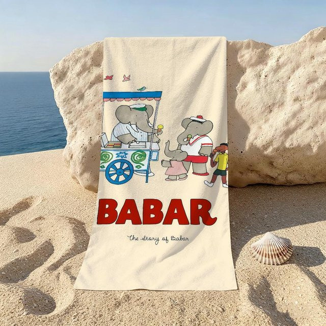 JMG Household Supplies Strandtuch Anime Babar der Elefant, Mehrfarbig, B/H: 40 x 70 cm - Bild 1