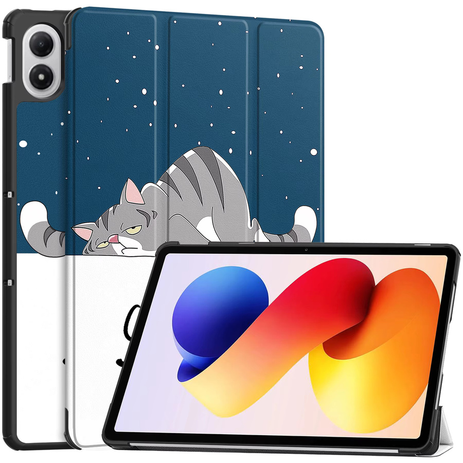 Dreifach faltbare Tablet-Hülle für Xiaomi Redmi Pad SE und Pad 7S Pro Ultra mit Klappständer und Auto-Schlafmodus in Rot - Bild 2