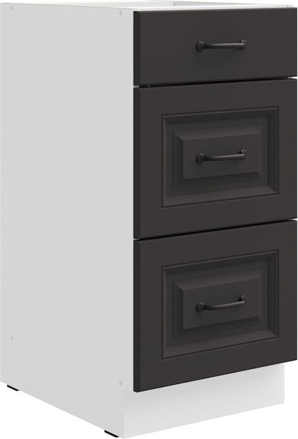 Küchen Unterschrank Stilo Grau mit Vollauszug und Soft-Close, Breite: 40 cm - Bild 1