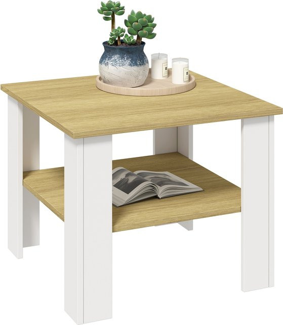 VCM Beistelltisch aus Holz in Braun, quadratischer Couchtisch für dein Wohnzimmer, H x B x T: 44 x 55 x 55 cm - Bild 1