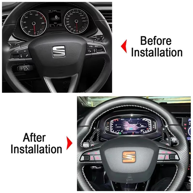 Carbon Fiber Print Lenkrad mit ABS Paddle Shift für Seat Leon Cupra 4F 5F MK3 MK4 Ibiza 6F Arona Ateca Leon ST Alhambra in Schwarz - Bild 2