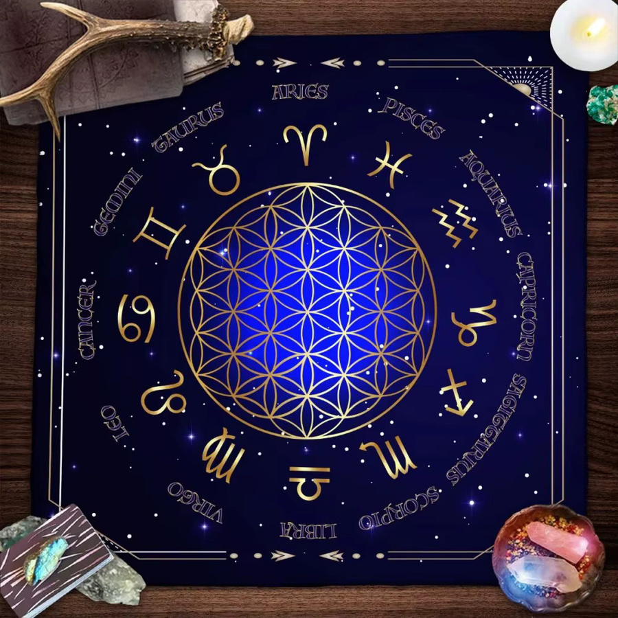 VIKAMA Mandala Flower of Life Tarot-Deck, Altarmatte - Bild 1