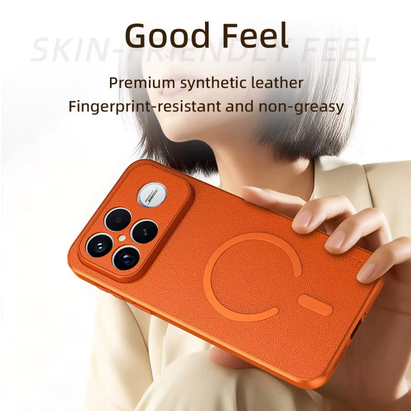 ESACAPA Schutzhülle aus Ziegenleder für POCO F8 Ultra und Redmi K90 Pro Max in Blau mit TPU-Rahmen, Magnetstreifen und Linsenschutz - Bild 3