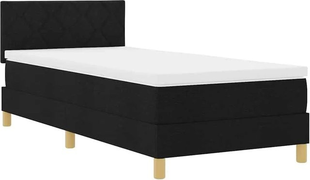 vidaXL LED Boxspringbett mit Matratze Schwarz B/T/H: 100 x 200 x 88 cm, Hybrid-Matratze mit USB-Anschluss und Unterbettbeleuchtung - Bild 1