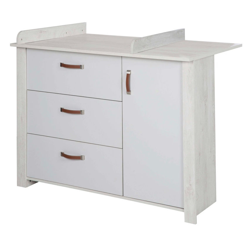 Roba Wickelkommode Mila schrankbreit in Eiche mit Weiß und Grau und Soft-Close-Schubladen, B/T/H: 126,0 x 75,0 x 98,5 cm - Bild 2