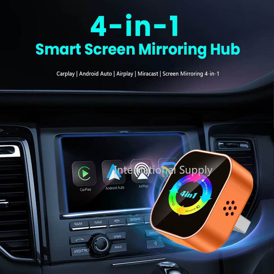 NUOYING 4-in-1 Kabelloser Carplay-Adapter mit Android Auto, Airplay und Mirror Link in Orange - Bild 5