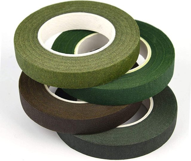 Textiles Blumenband Set für Blumenstrauß und Floristik, 30 Yards, Breite: 1,27 cm, Farben: Dunkelgrün, Hellgrün, Weiß, Braun - Bild 1