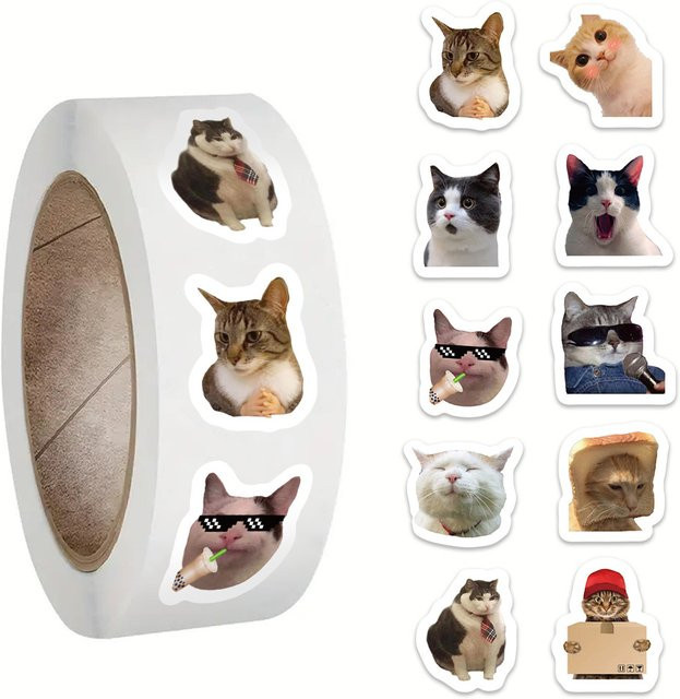 Rspctou Lustige Katzen Meme Cartoon Aufkleber, 500 Teile - Bild 1