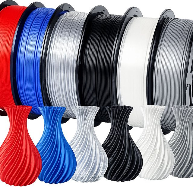 MANLANG TPU Filament Set 1,75mm 95A für FDM 3D-Drucker, 6er-Pack à 250g in Blau, Schwarz, Transparent, Grau, Rot und Weiß - Bild 1