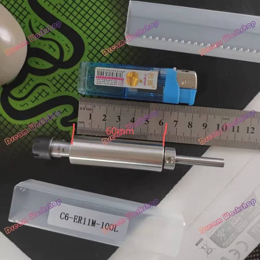 Hochgeschwindigkeits-Mikro-Spindel ohne Antrieb mit 15000 U/min in Silber, optional mit ER11/16 und Spindeldurchmesser 40/32/25/15 mm sowie Länge 50-120 mm - Bild 1