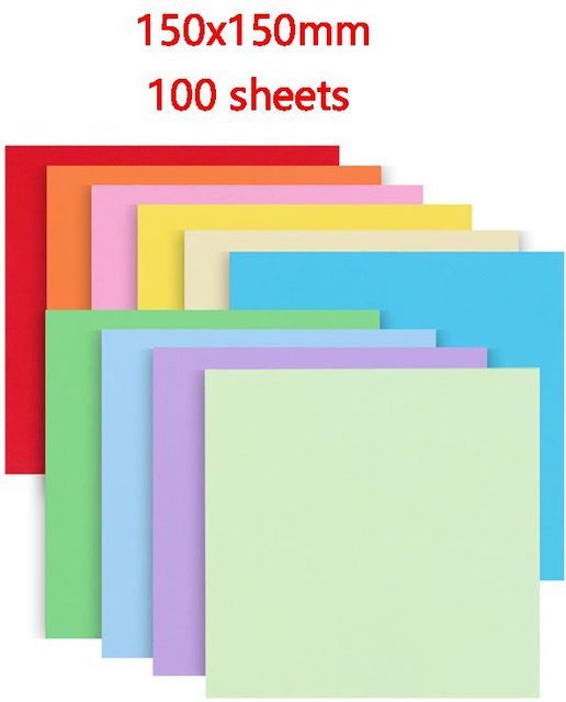 100 Stück buntes Origami-Papier von Yiran Furniture für DIY-Kunst und Scrapbooking, doppelseitig faltbar - Bild 1