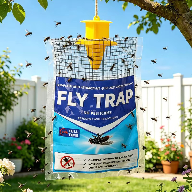 Wasserdichte hängende Fliegenfalle in Gelb für den Außenbereich und Garten zur effektiven Bekämpfung von Fliegen und Obstfliegen - Bild 5
