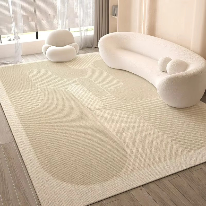 VIKAMA Wohnzimmerteppich modern in Beige, wasserdichter und rutschfester Teppich für Wohnzimmer und Schlafzimmer, Polyester, B: 160 cm, T: 80 cm - Bild 1