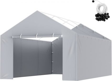 VEVOR Carport Seitenwand für Garagenzelt, wasserdicht und UV-geschützt, Grau, B/T: 610 x 364 cm - Bild 1