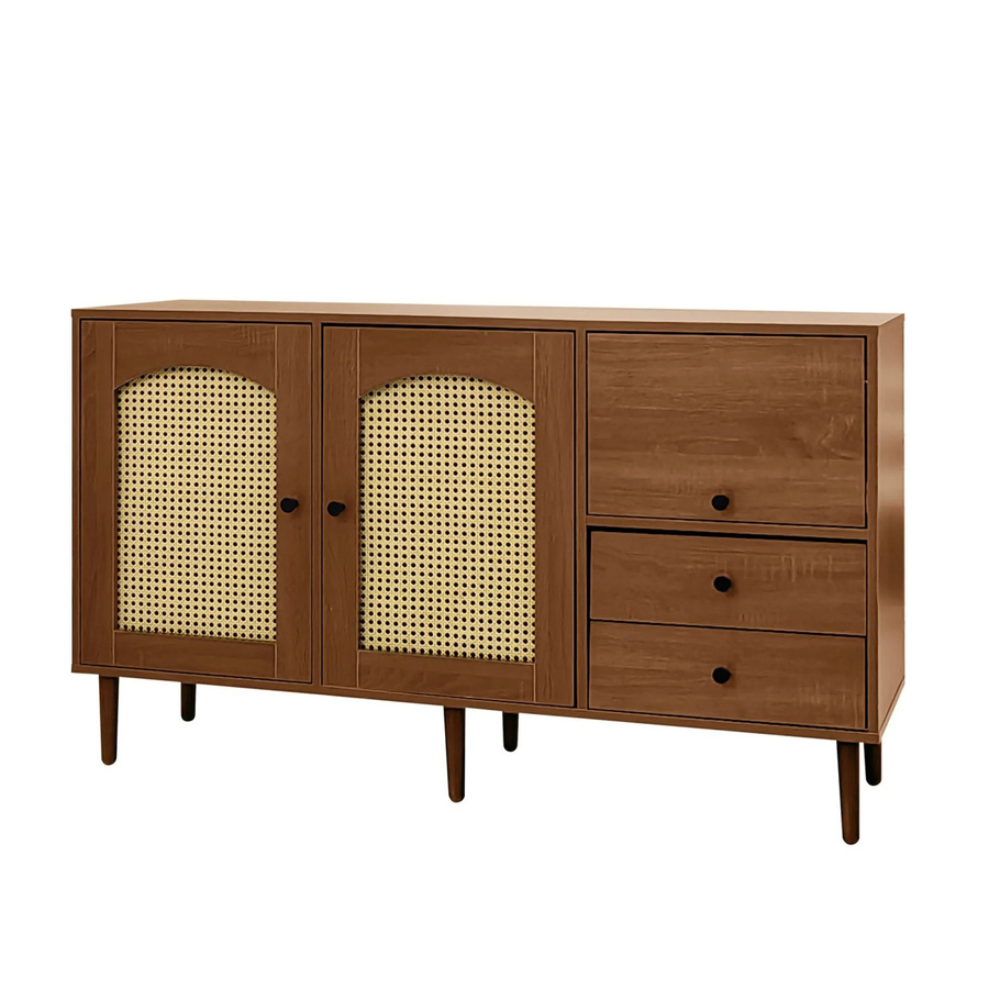 okwish Sideboard mit Rattantüren und Magnetverschluss in Natur, B/H/T: 130 x 75,5 x 40 cm - Bild 2