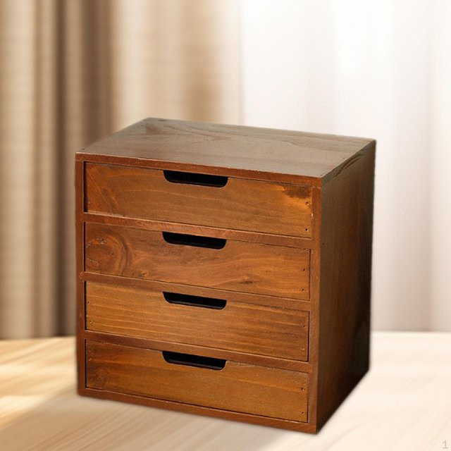 Schreibtisch-Organizer-Box von Closet of Beauty mit 4 Schubladen in Braun, B/T/H: 25 x 17,5 x 25 cm - Bild 1