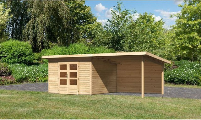 Karibu Holz-Gartenhaus Karlskoga 3 mit Pultdach in Natur, B/T: 305 x 305 cm, Höhe: 229 cm - Bild 1
