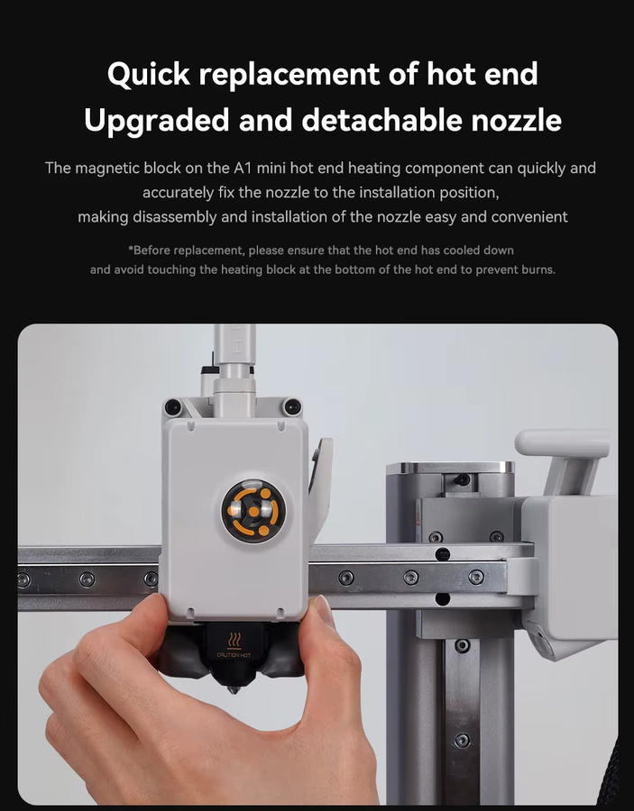 Bambu Lab Hotend Kit für A1 und A1 Mini mit gehärtetem Stahl Düsen in 0,2 mm, 0,4 mm, 0,6 mm und 0,8 mm für FDM 3D-Drucker - Bild 5