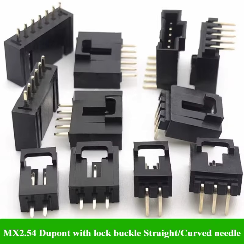 TJC8 Dupont-Stecker MX2.54 einreihig mit Verriegelungsschnalle, 2,54 mm, rechtwinklig oder gerade/gebogen, Farbe: Schwarz - Bild 3