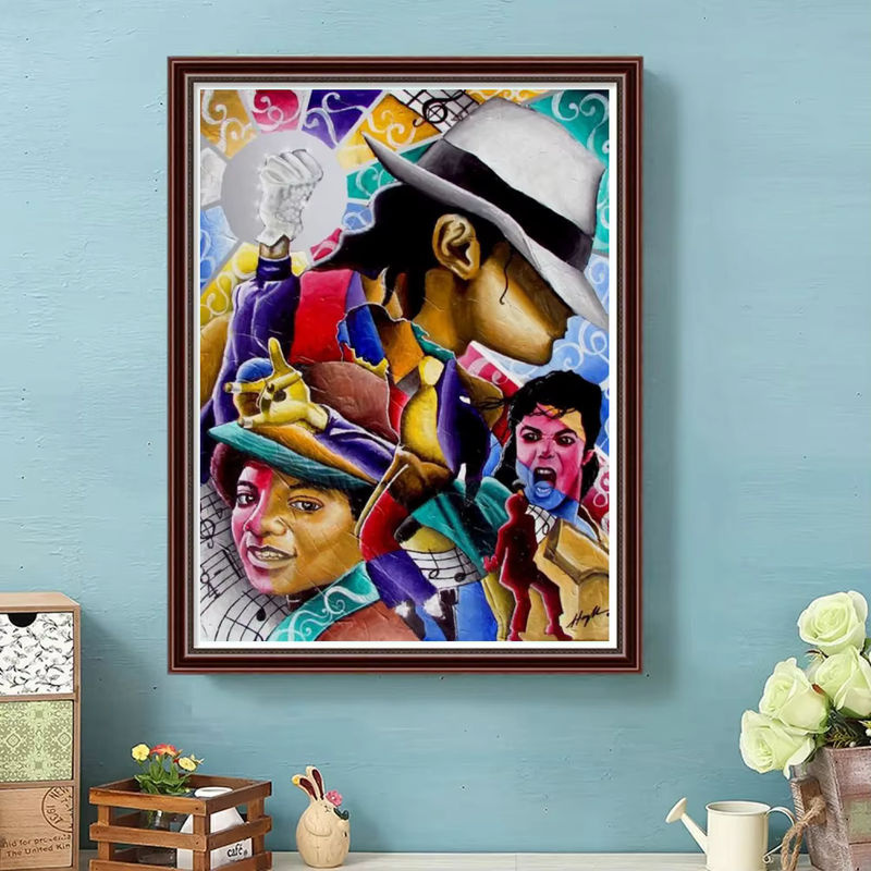 Potdemiel 5D-Diamant-Malerei-Set Michael Jackson King Of Pop, mehrfarbig, Wandmontage - Bild 2