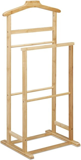 Relaxdays Herrendiener Kleiderständer aus Bambus in Hellbraun Natur, H: 98,5 cm, B: 47 cm, T: 36 cm - Bild 1