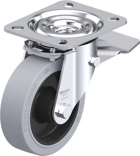 Blickle Lenkrolle L-POEV 100XR-ST-SG mit Feststeller in Schwarz und Grau, Rad-Durchmesser: 100 mm, Tragfähigkeit: 200 kg - Bild 1