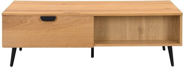 Sinolo Couchtisch aus Eichenfurnier und Stahl in Naturfarben Hell, Breite: 120 cm - Bild 1