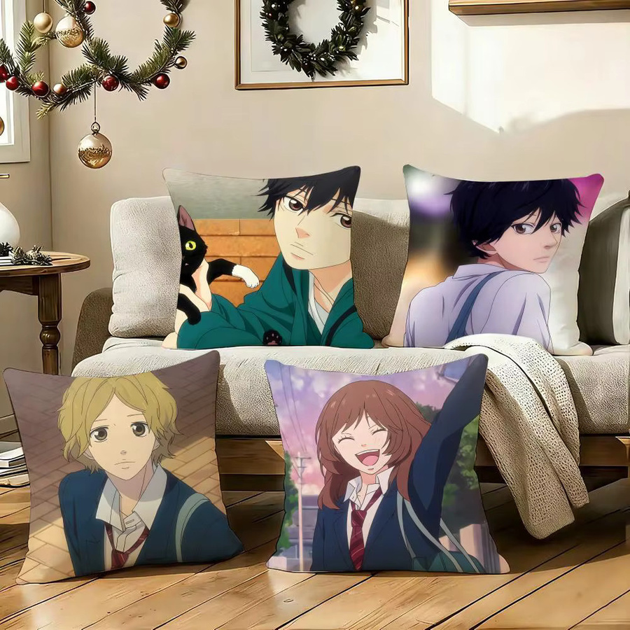 Ao H-haru Ride Kissenbezug aus weichem Plüsch mit Reißverschluss, quadratisch, Weiß und Blau, Breite: 30 cm, Höhe: 30 cm - Bild 4