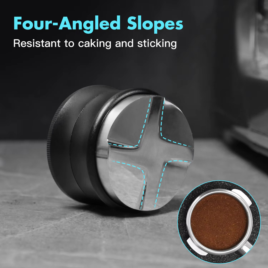 AliKisscafe Kaffee-Verteiler Schwerkraft-Adaptiver Nivellierer aus Edelstahl in Schwarz für 51mm, 54mm und 58mm Siebträger Espresso-Zubehör - Bild 3