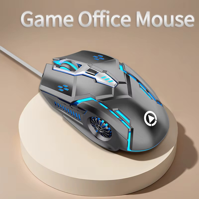 YINDIAO Gaming Maus mit sechs Tasten und Beleuchtung für E-Sport in Schwarz oder Grau - Bild 2