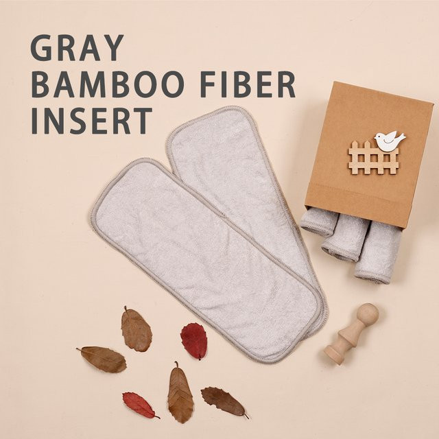 Happy Flute Waschbare Babywindeleinlagen aus Bambusfaser, grau, wiederverwendbar und schnell saugfähig - Bild 1