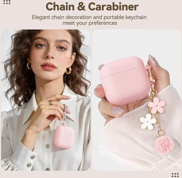 Apple Silikon-Schutzhülle für AirPods 4 in Pink, stoßfest und staubdicht - Bild 1