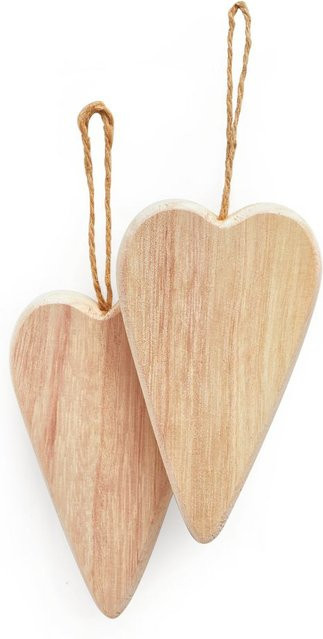 VBS Holz-Anhänger Herz in Beige, 2 Stück - Bild 1