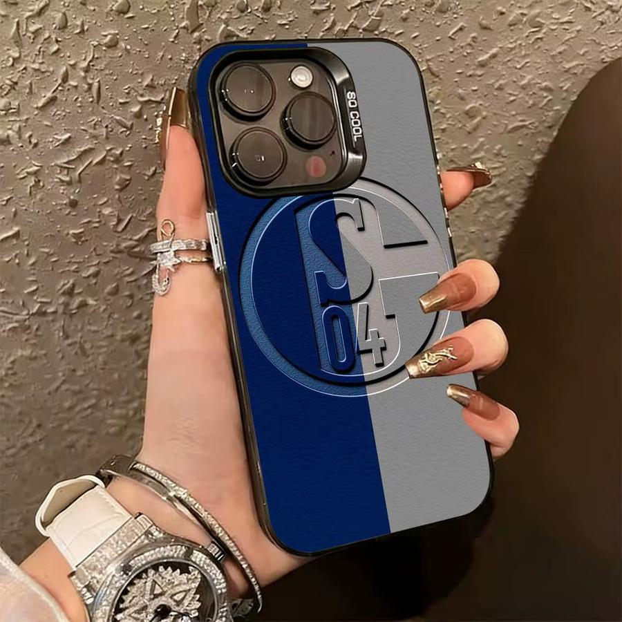 S-Schalke 04 Handyhülle für Apple iPhone 17, 16, 15, 14, 13, 12, 11 Plus, Pro Max, XS in Silber-Schwarz-Blau - Bild 2