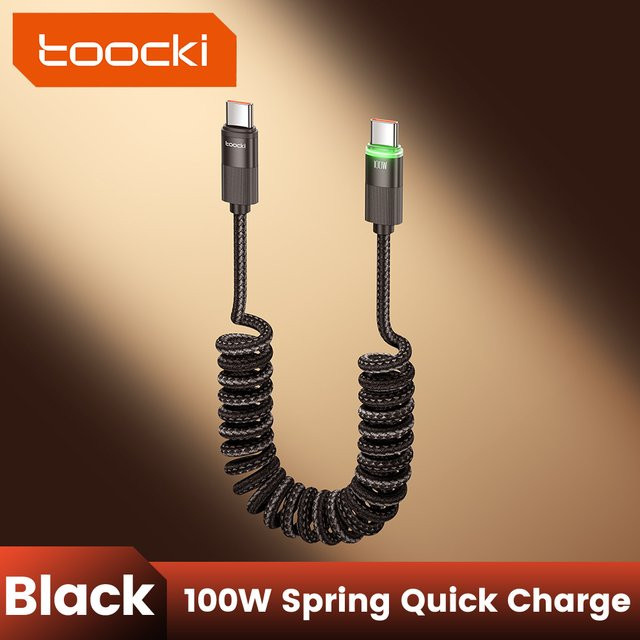 Toocki USB-C auf USB-C Kabel mit 100W PD Schnellladefunktion in Schwarz für iPhone 16 15 Pro, Xiaomi und Samsung Laptops, Länge: 1,8 m oder 1,2 m - Bild 1