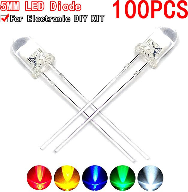 100 Stück Si Tai&SH LED-Dioden, rund, transparent, 5 mm, Multicolor (RGB) und Weiß - Bild 1