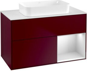 V&B Waschtischunterschrank Finion mit Wandbeleuchtung, Farbe Weiß Matt, Breite: 100 cm, Tiefe: 60,3 cm - Bild 1