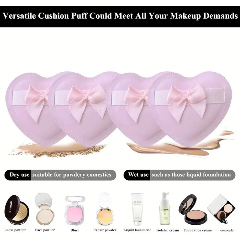 6 Stück Herzförmige Make-up-Schwämmchen, Purple, Dual-Use - Bild 2