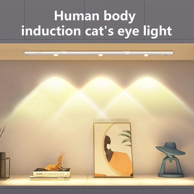 GGBEE LED-Küchen-Unterschrankleuchte mit Bewegungsmelder, USB wiederaufladbare Lichtleiste in Weiß für Küche und Schlafzimmer - Bild 1