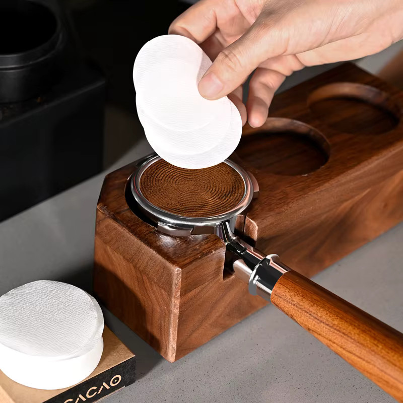 KACACAO Kaffeefilter-Papier für Espresso Siebträgermaschinen, 100 Stück, Weiß, rund, passend für 51 mm, 53 mm und 58 mm Puck-Siebe von Delonghi und Breville - Bild 2