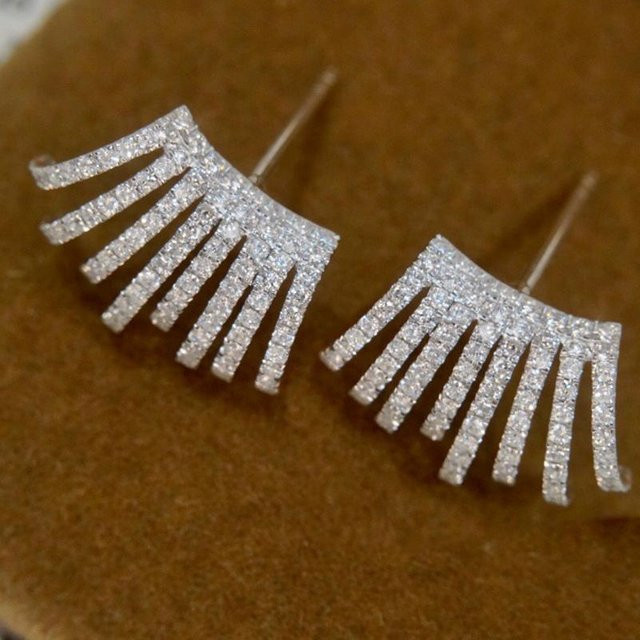 YIRAN Jewelry Piercing-Ohrringe, Kristall Zirkonia, Damen, grau - Bild 1