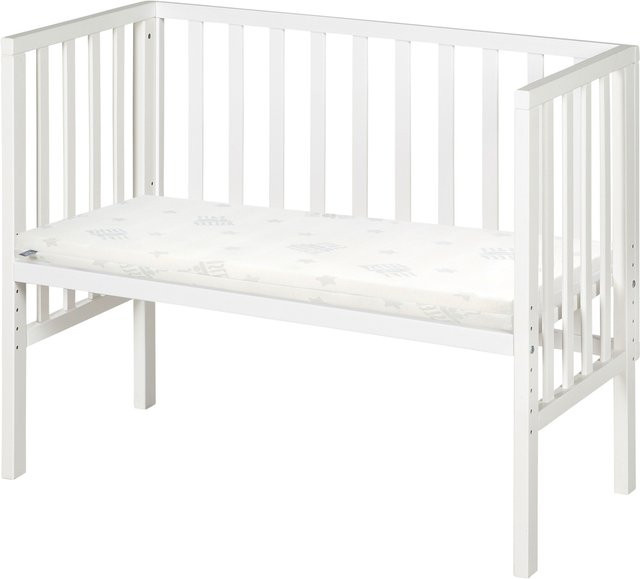 Roba Beistellbett 2in1 safe asleep mit Barriere und Matratze aus Holz in Weiß - Bild 1