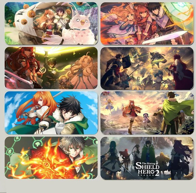 Heroic The Rising of the Shield Hero-s Gaming-Mauspad, große rutschfeste Schreibtischunterlage mit genähtem Rand, Schwarz/Mehrfarbig - Bild 1