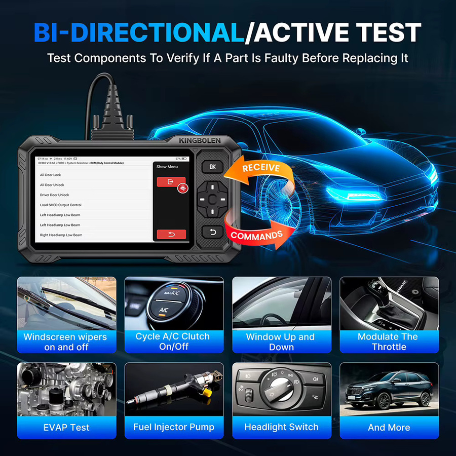 KINGBOLEN S6 Elite OBD2-Scanner Zweiwege-Diagnosegerät in Schwarz mit 15 Reset-Funktionen für alle Fahrzeugsysteme - Bild 4
